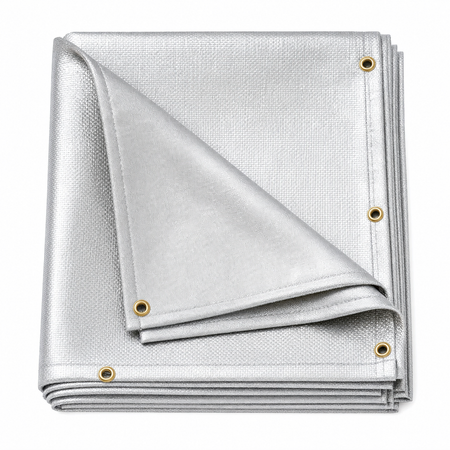 18 oz. Aluminized Fiberglass Welding Blanket w/ Grommets 24'' Apart