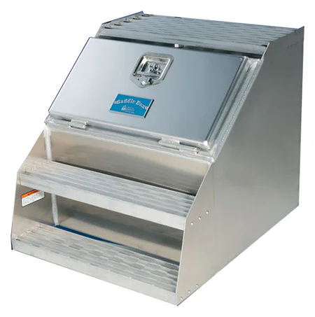 Saddle Box, 23.5" x 28.5" x 12" Deep, Diamond Plate Door w/step (40-453)
